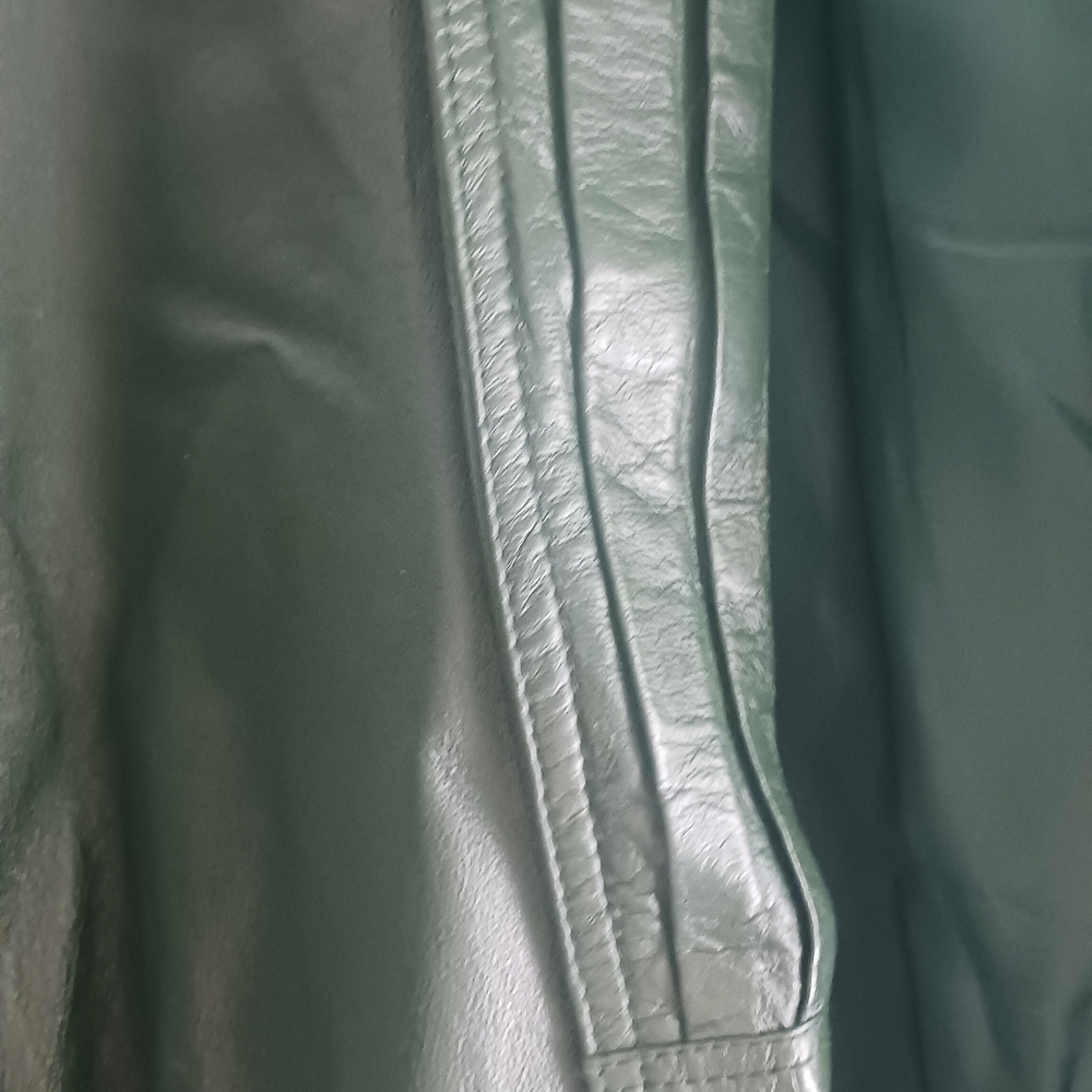 Vintage Dark Green Leather Trench Coat - Picture 4 of 10